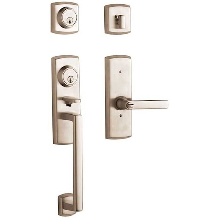 Baldwin Double Cylinder Entry Handlesets Lifetime Satin Nickel 85385.056.2DCR